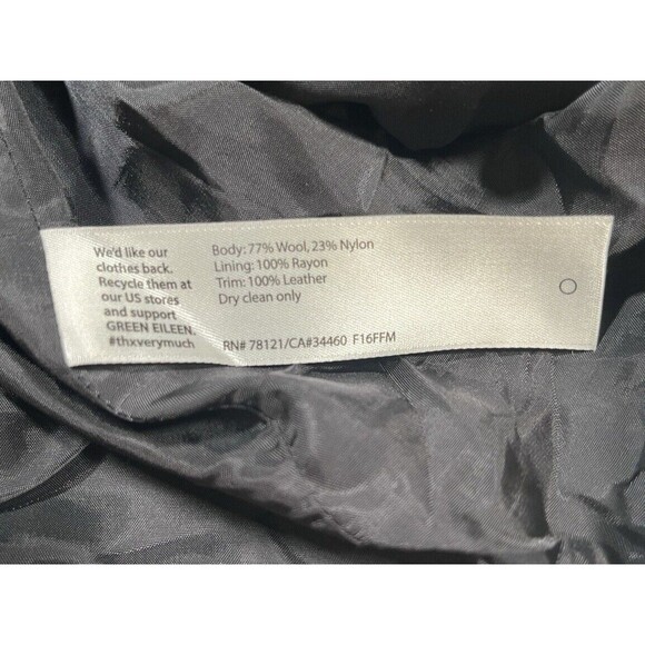 Eileen Fisher Felted Flannel Melange Wool Jacket Womens XS Black Leather Accents - Picture 3 of 4